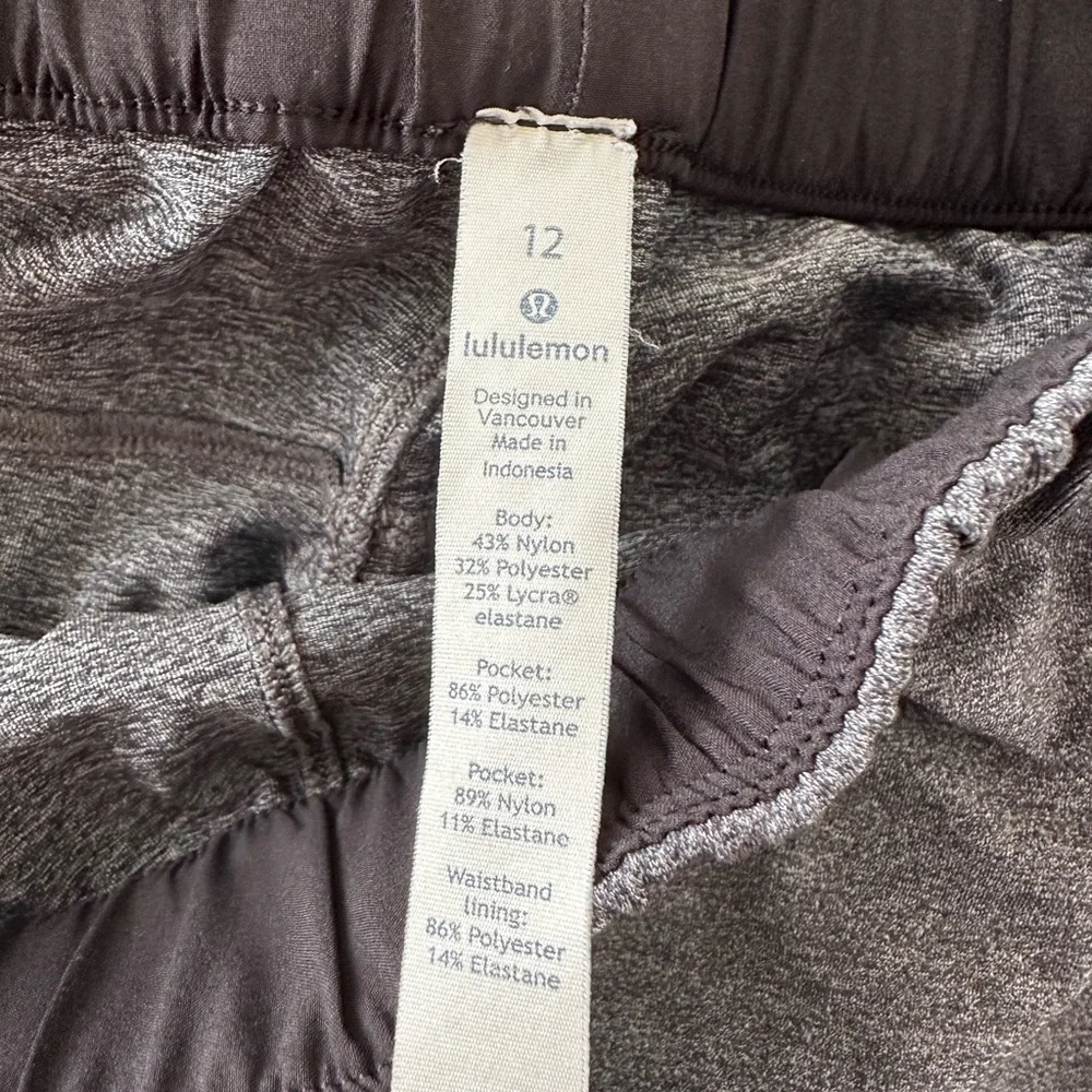 Lululemon On The Fly Heathered Gray Drawstring Waist Pants Ladies Size‎ 12